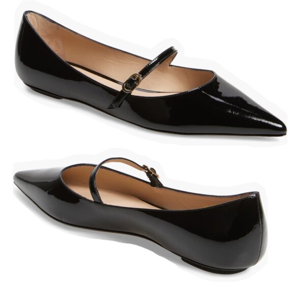 Stuart Weitzman Emilia Patent Leather Mary Jane Pointed Toe Women Flats Sz 9.5B - Picture 10 of 11